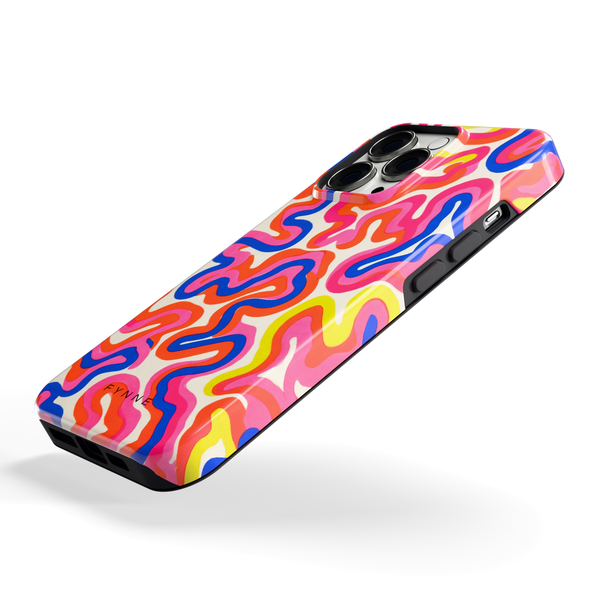 Neon Kronkels hoesje voor iPhone 13 Pro, schuin