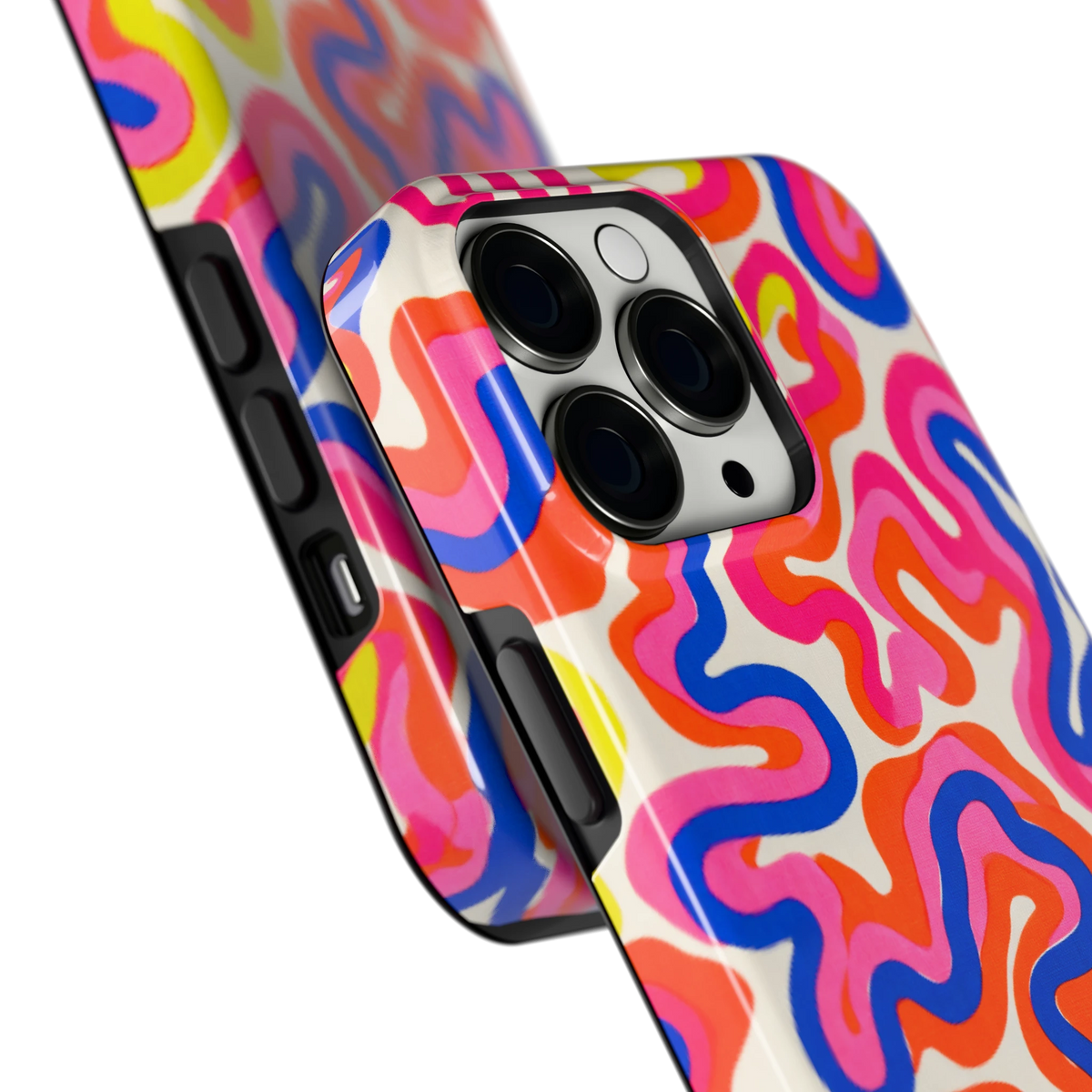 Neon Kronkels hoesje voor iPhone 13 Pro, close-up