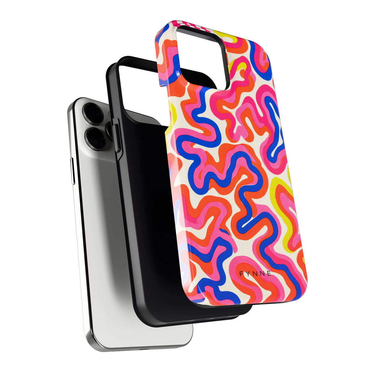 Neon Kronkels hoesje voor iPhone 13 Pro Max, los van de telefoon