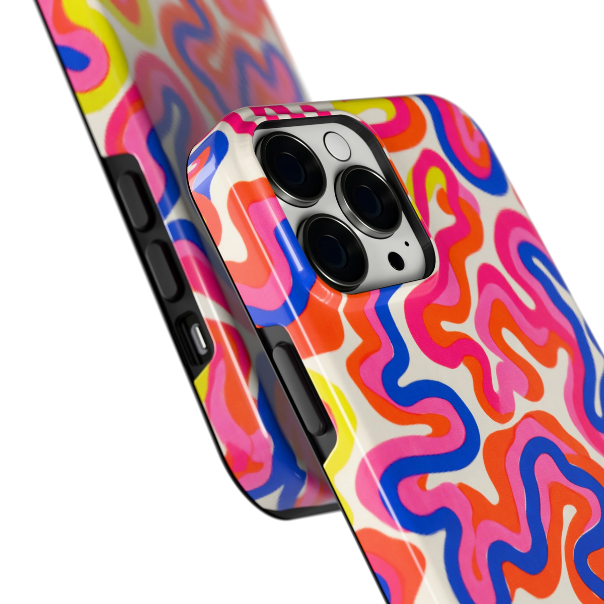 Neon Kronkels hoesje voor iPhone 13 Pro Max, close-up