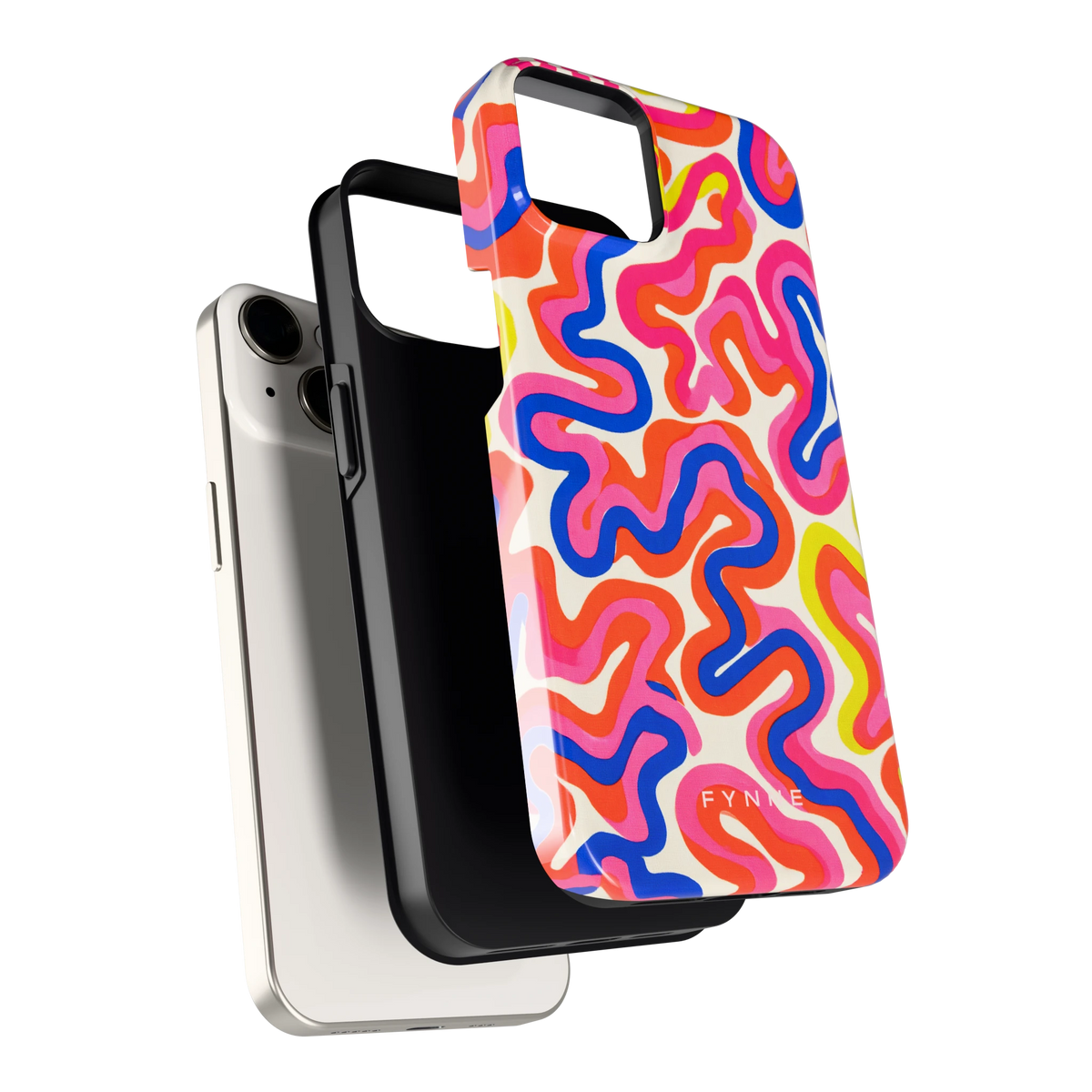 Neon Kronkels hoesje voor iPhone 14, los van de telefoon