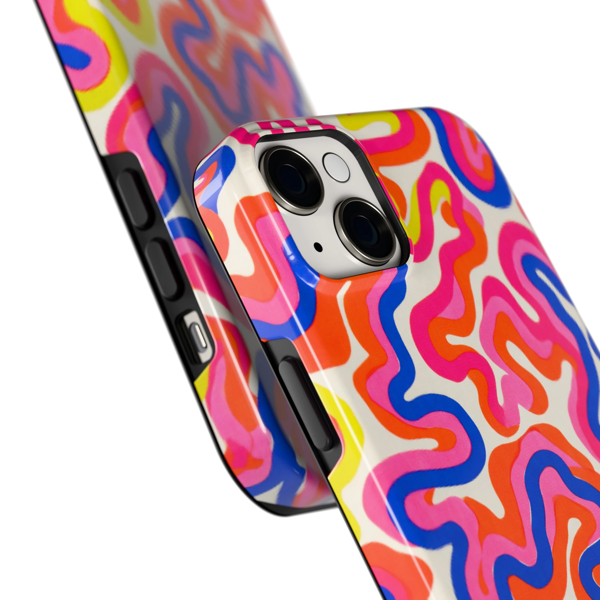 Neon Kronkels hoesje voor iPhone 14 Plus, close-up