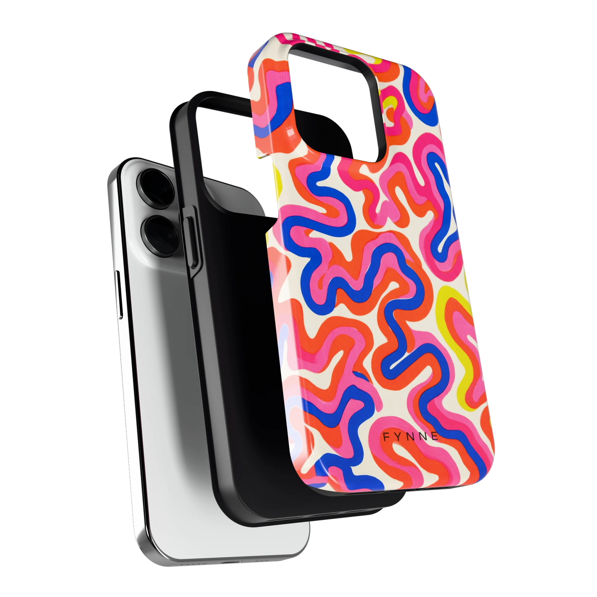 Neon Kronkels hoesje voor iPhone 14 Pro, los van de telefoon