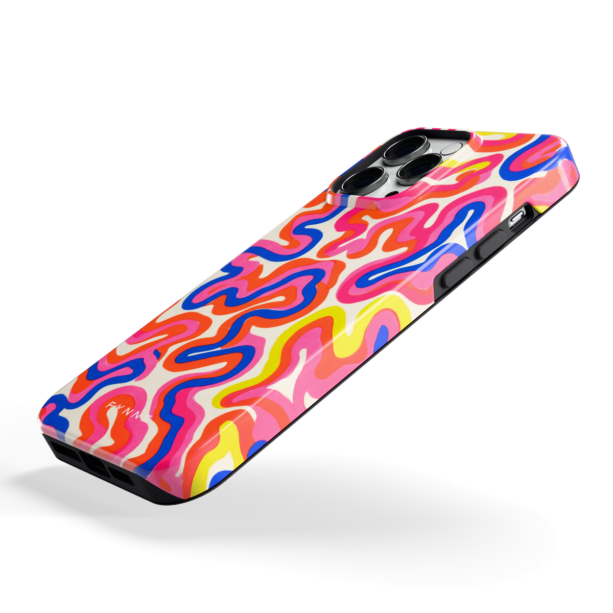 Neon Kronkels hoesje voor iPhone 14 Pro Max, schuin