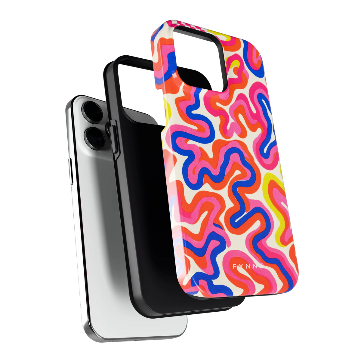 Neon Kronkels hoesje voor iPhone 14 Pro Max, los van de telefoon