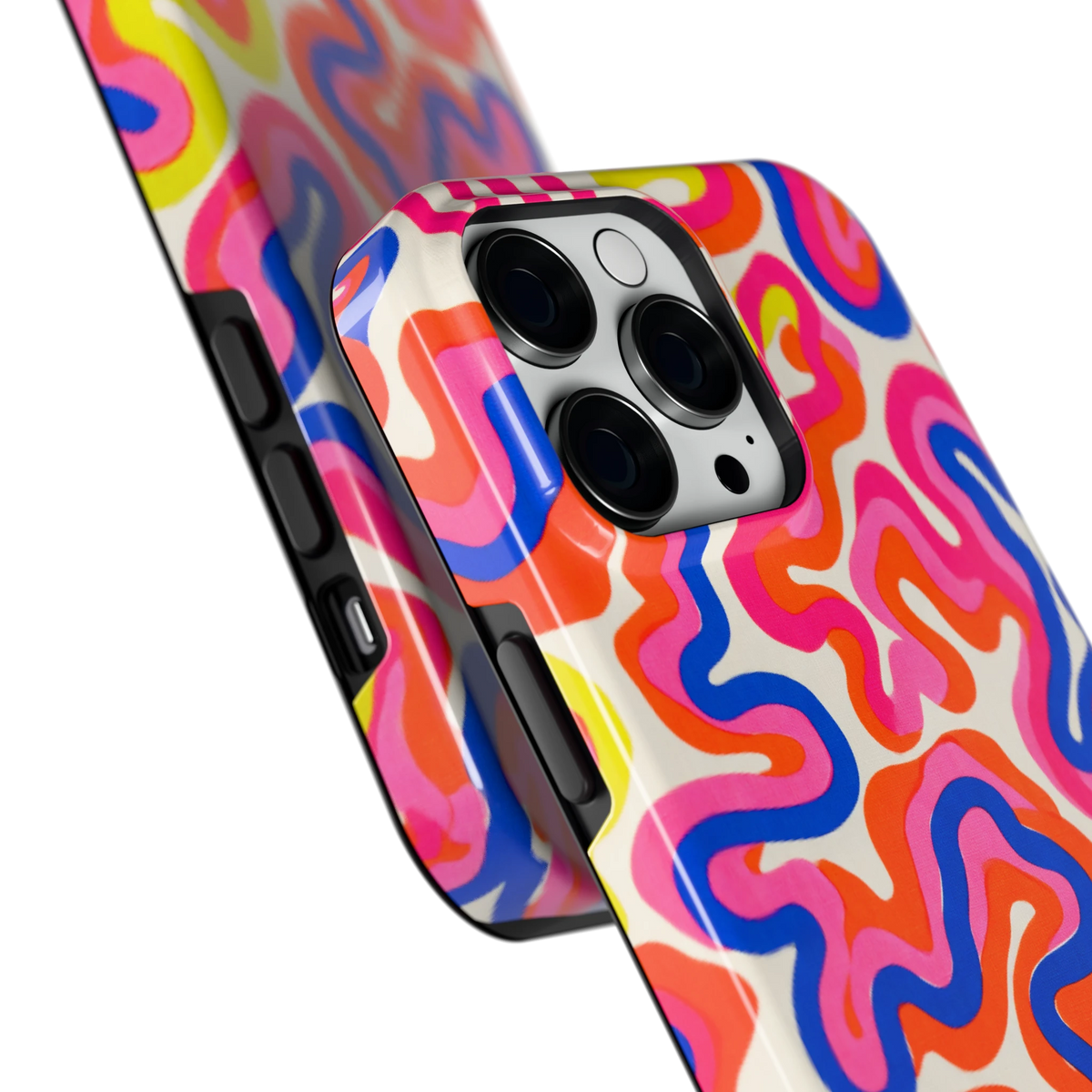 Neon Kronkels hoesje voor iPhone 14 Pro Max, close-up