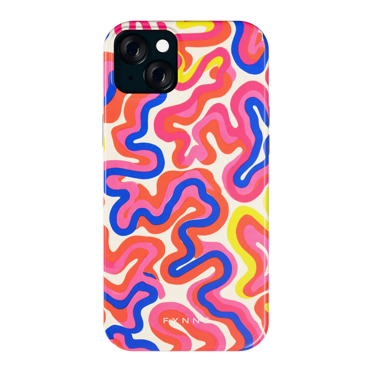 Neon Kronkels hoesje voor iPhone 15 Plus, achterkant