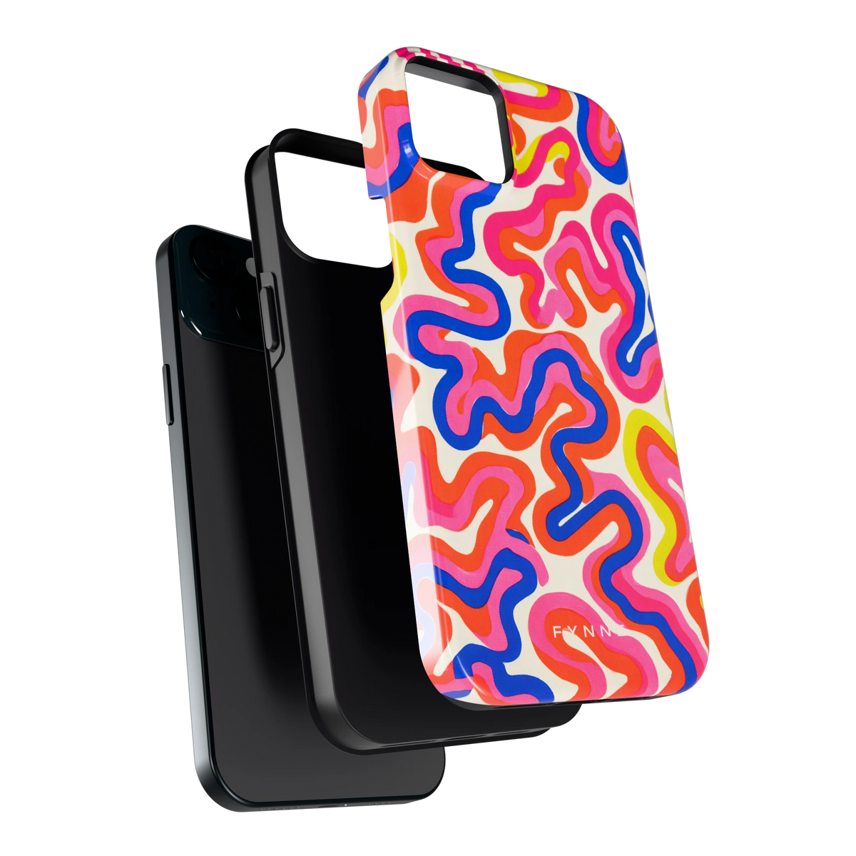 Neon Kronkels hoesje voor iPhone 15 Plus, los van de telefoon