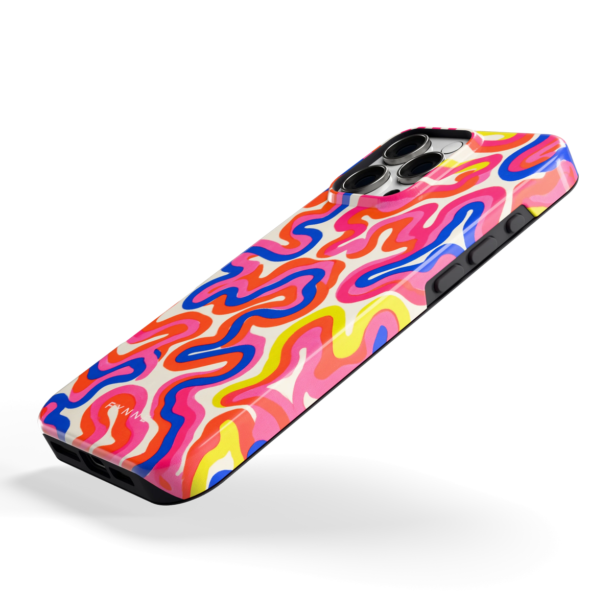 Neon Kronkels hoesje voor iPhone 16 Pro Max, schuin