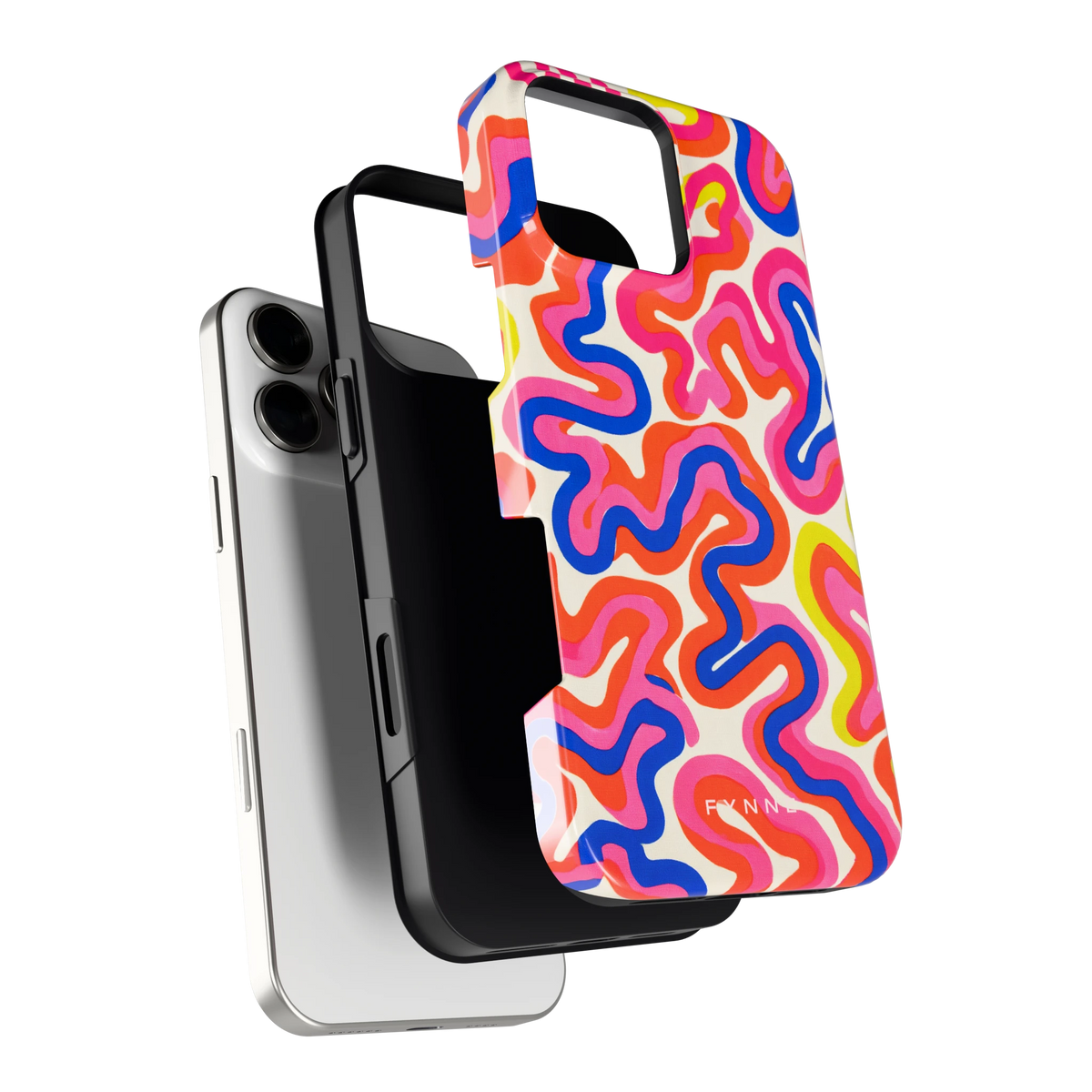 Neon Kronkels hoesje voor iPhone 16 Pro Max, los van de telefoon