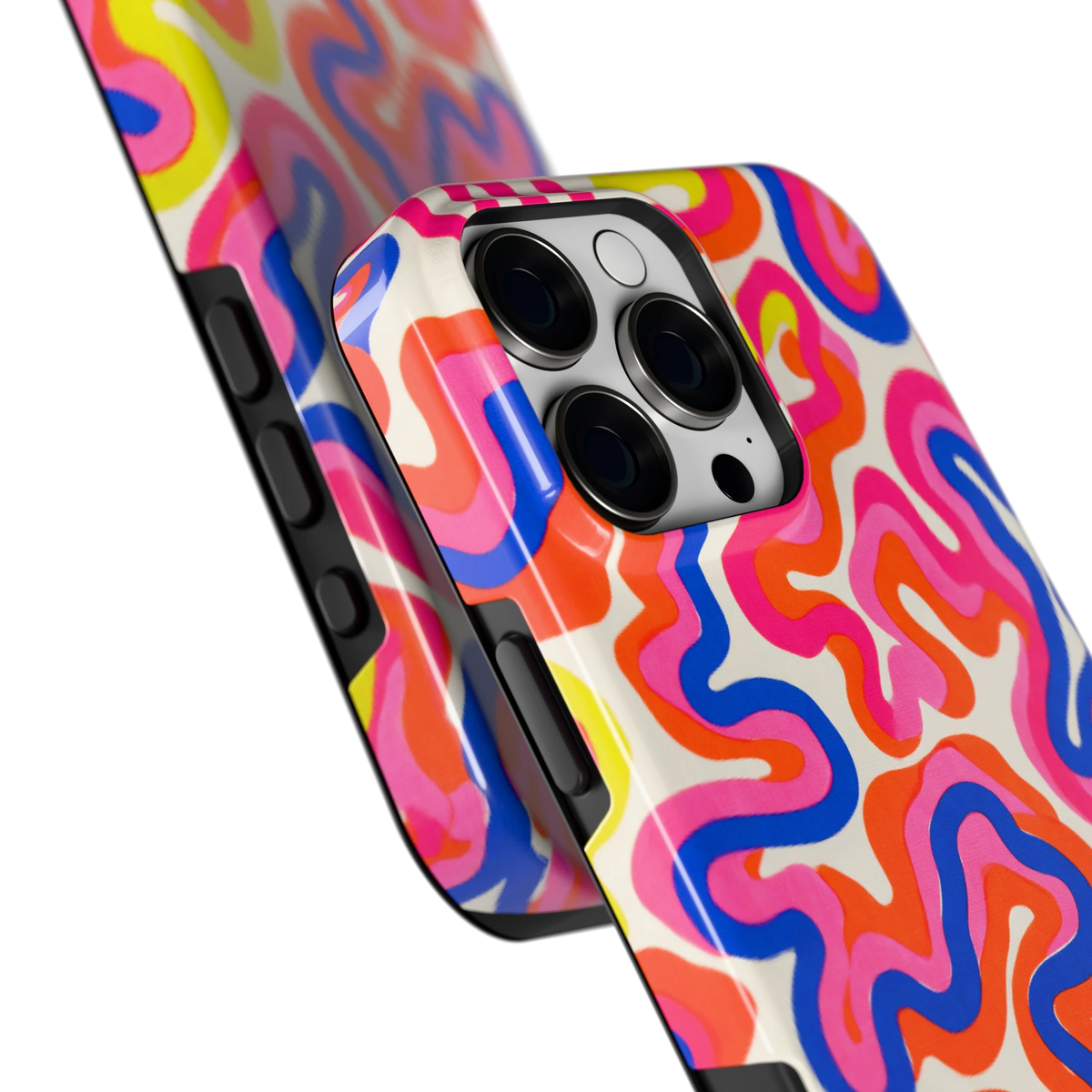 Neon Kronkels hoesje voor iPhone 16 Pro Max, close-up