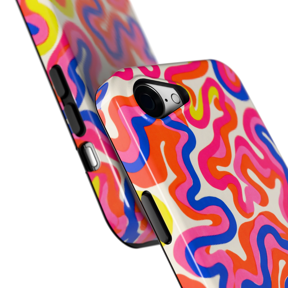 Neon Kronkels hoesje voor iPhone 16e, close-up