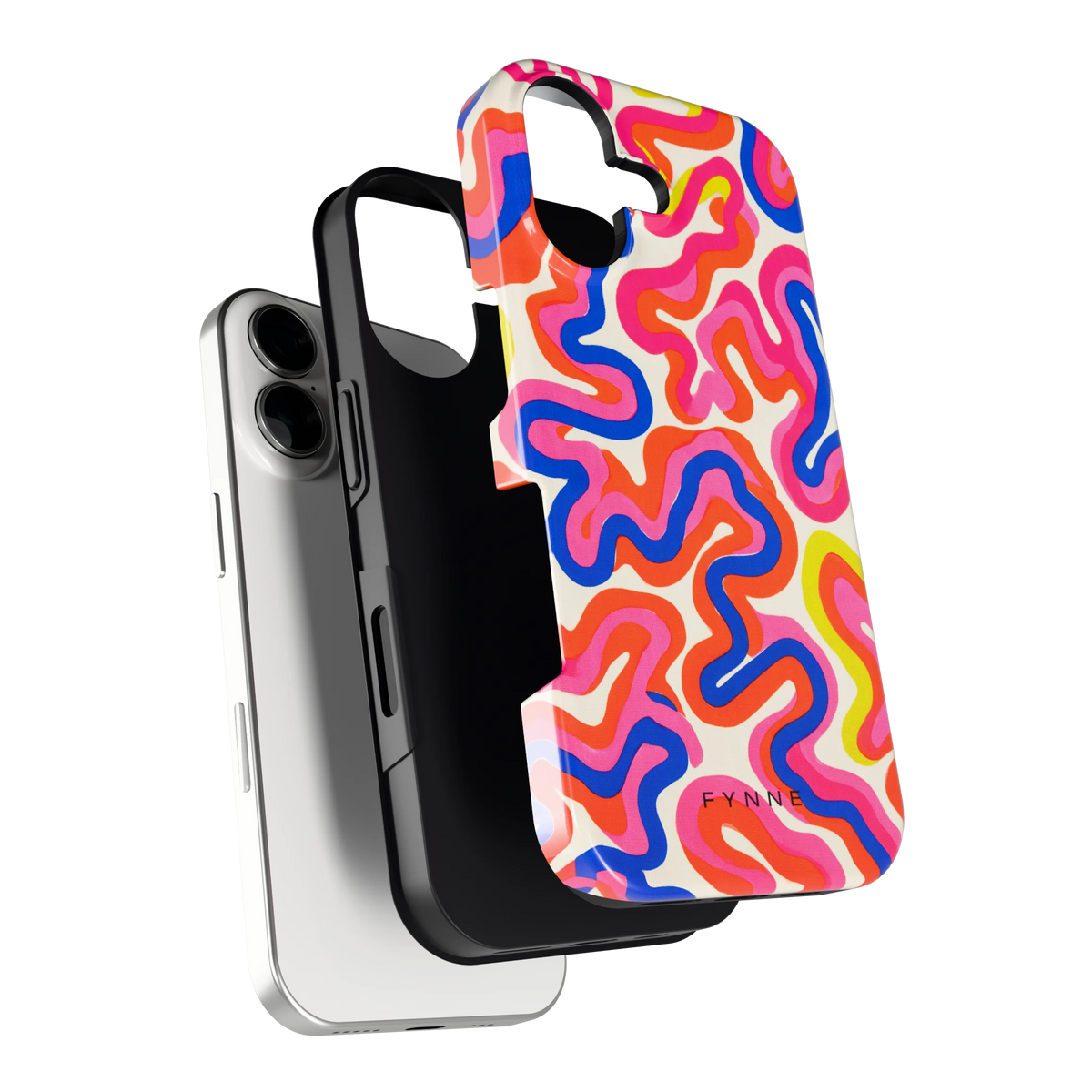 Neon Kronkels hoesje voor iPhone 17, los van de telefoon