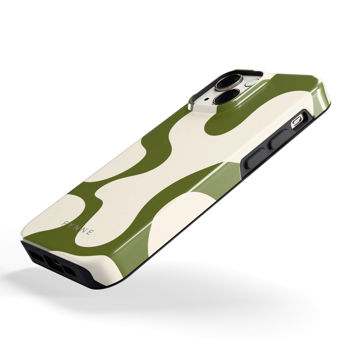 Olijfvlekken hoesje voor iPhone 13 mini, schuin