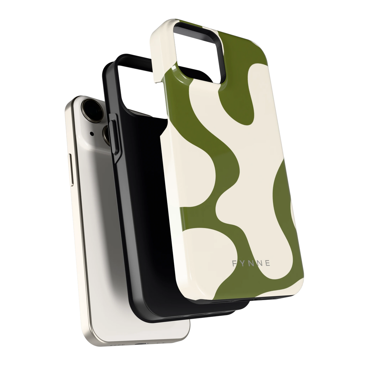 Olijfvlekken hoesje voor iPhone 13 mini, los van de telefoon