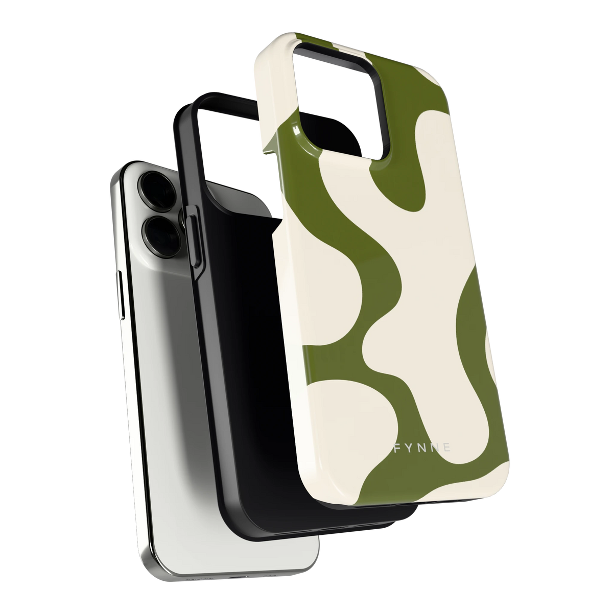Olijfvlekken hoesje voor iPhone 13 Pro, los van de telefoon