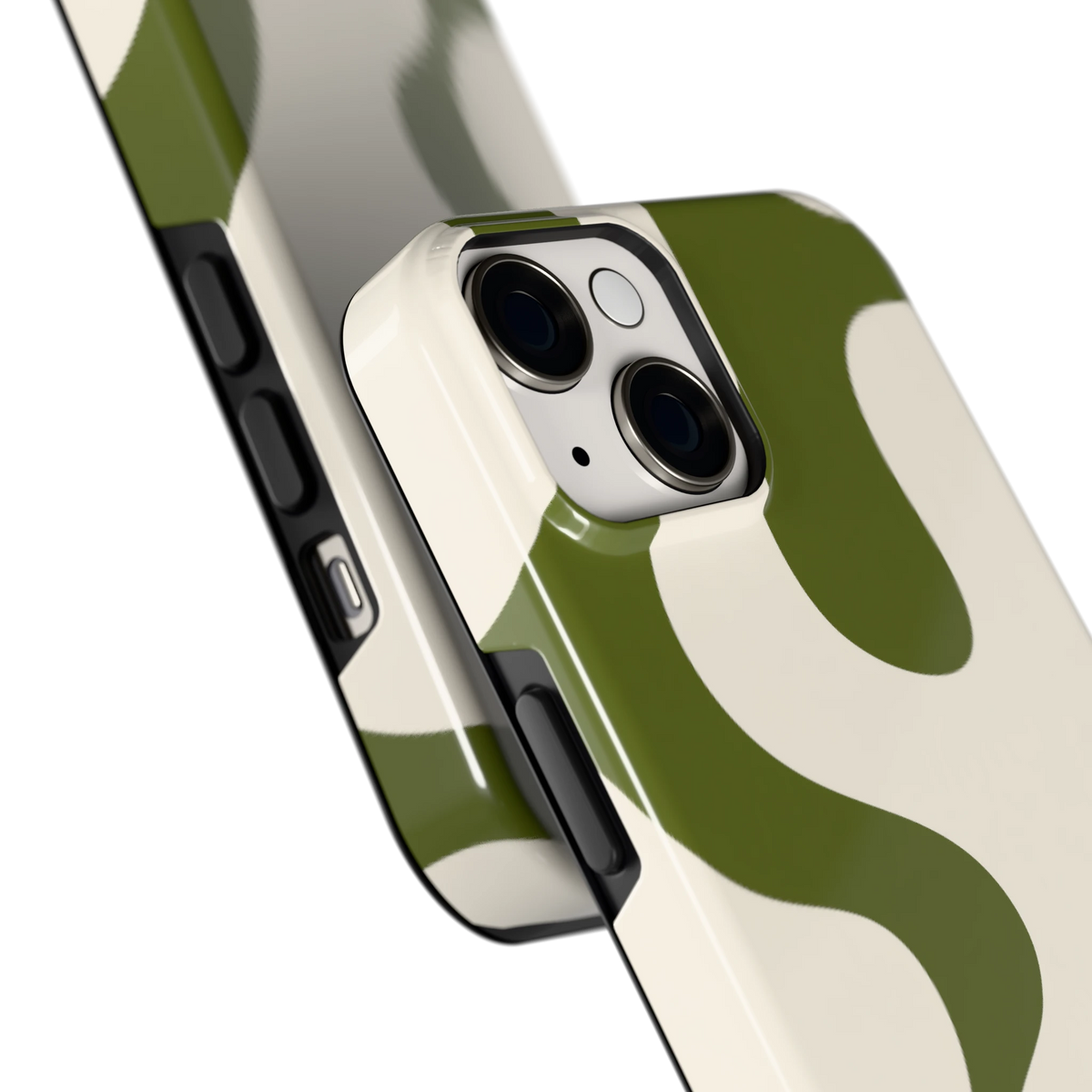 Olijfvlekken hoesje voor iPhone 14, close-up