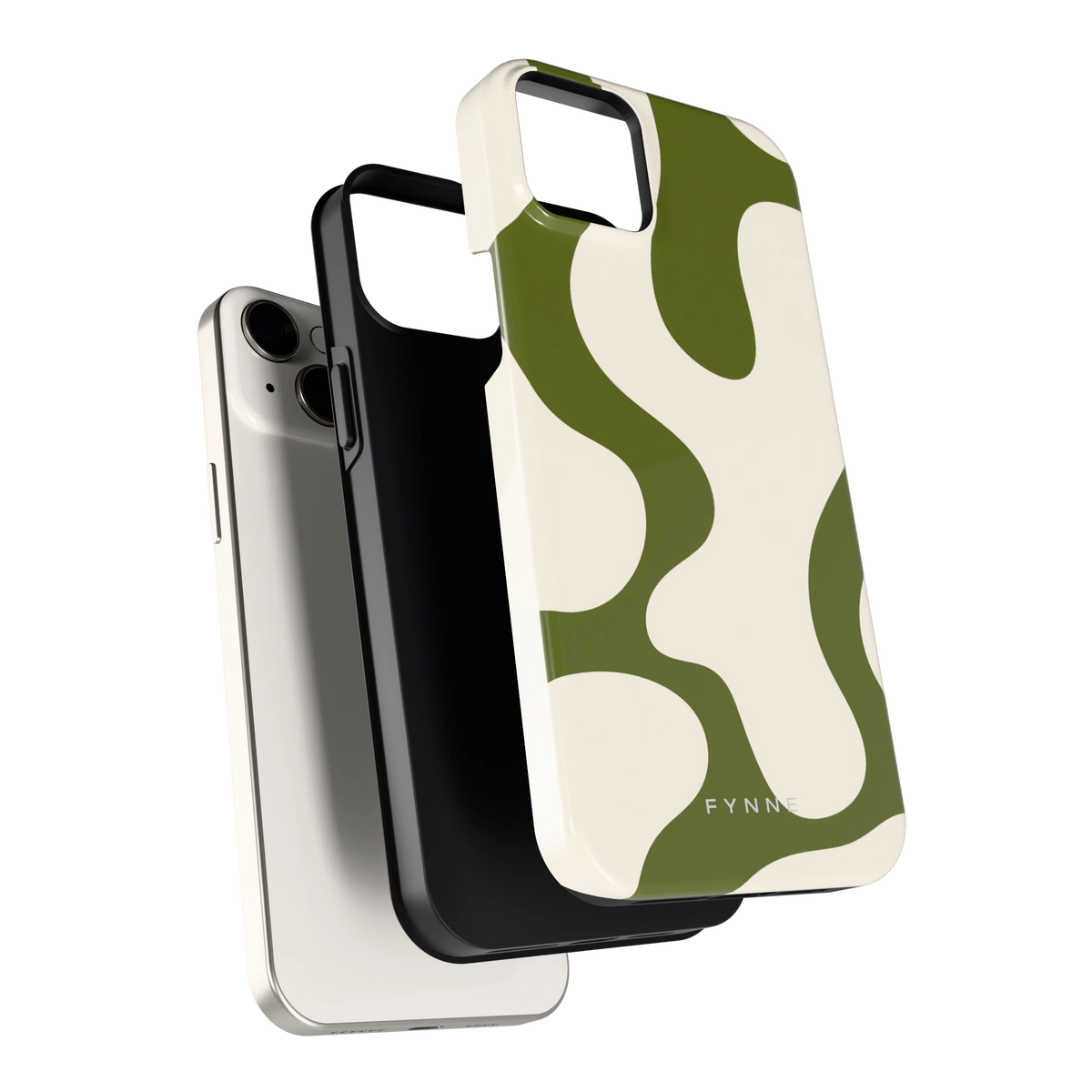 Olijfvlekken hoesje voor iPhone 14 Plus, los van de telefoon