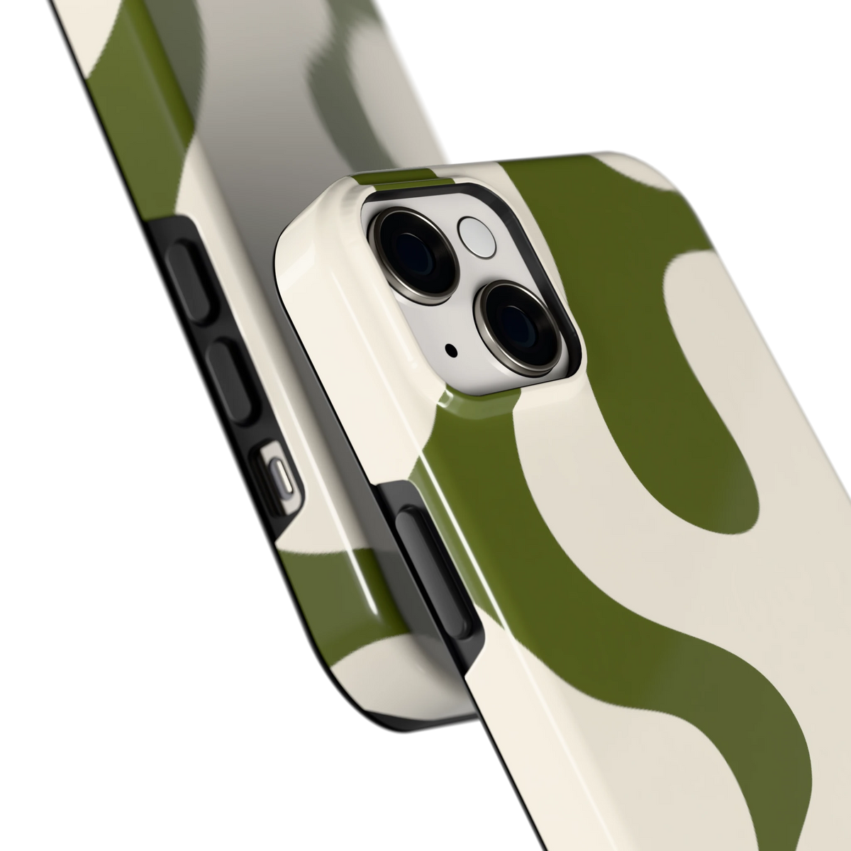 Olijfvlekken hoesje voor iPhone 14 Plus, close-up