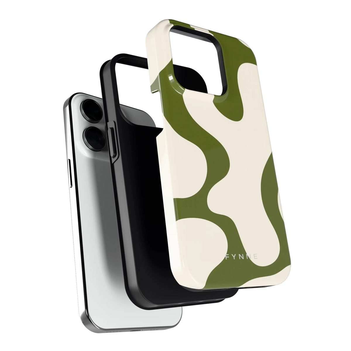 Olijfvlekken hoesje voor iPhone 14 Pro, los van de telefoon
