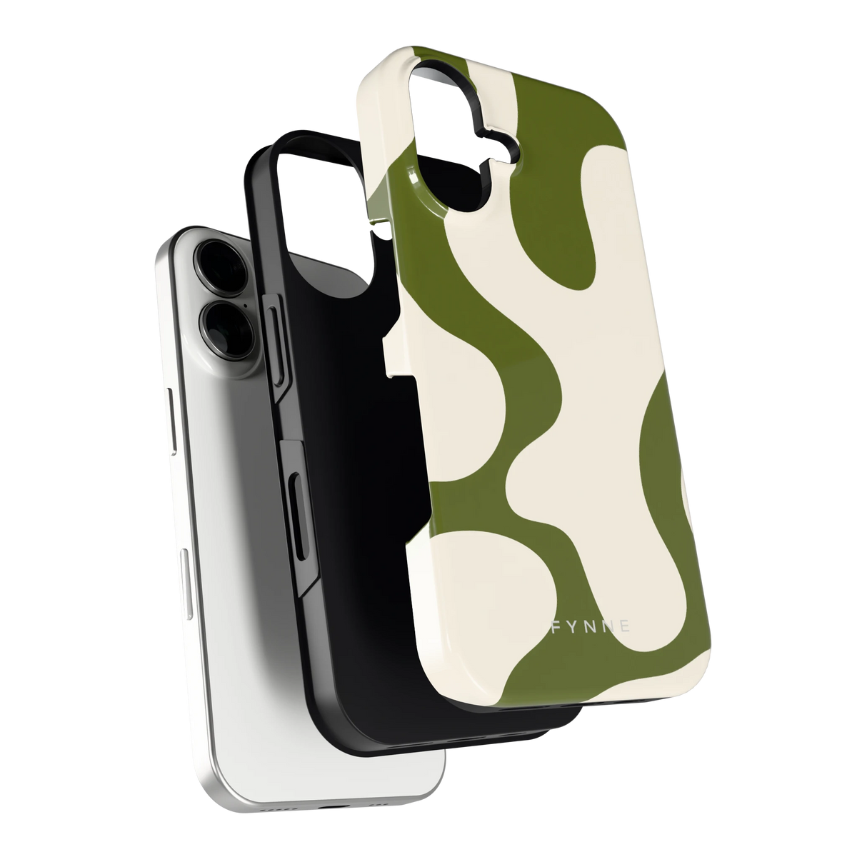 Olijfvlekken hoesje voor iPhone 16, los van de telefoon