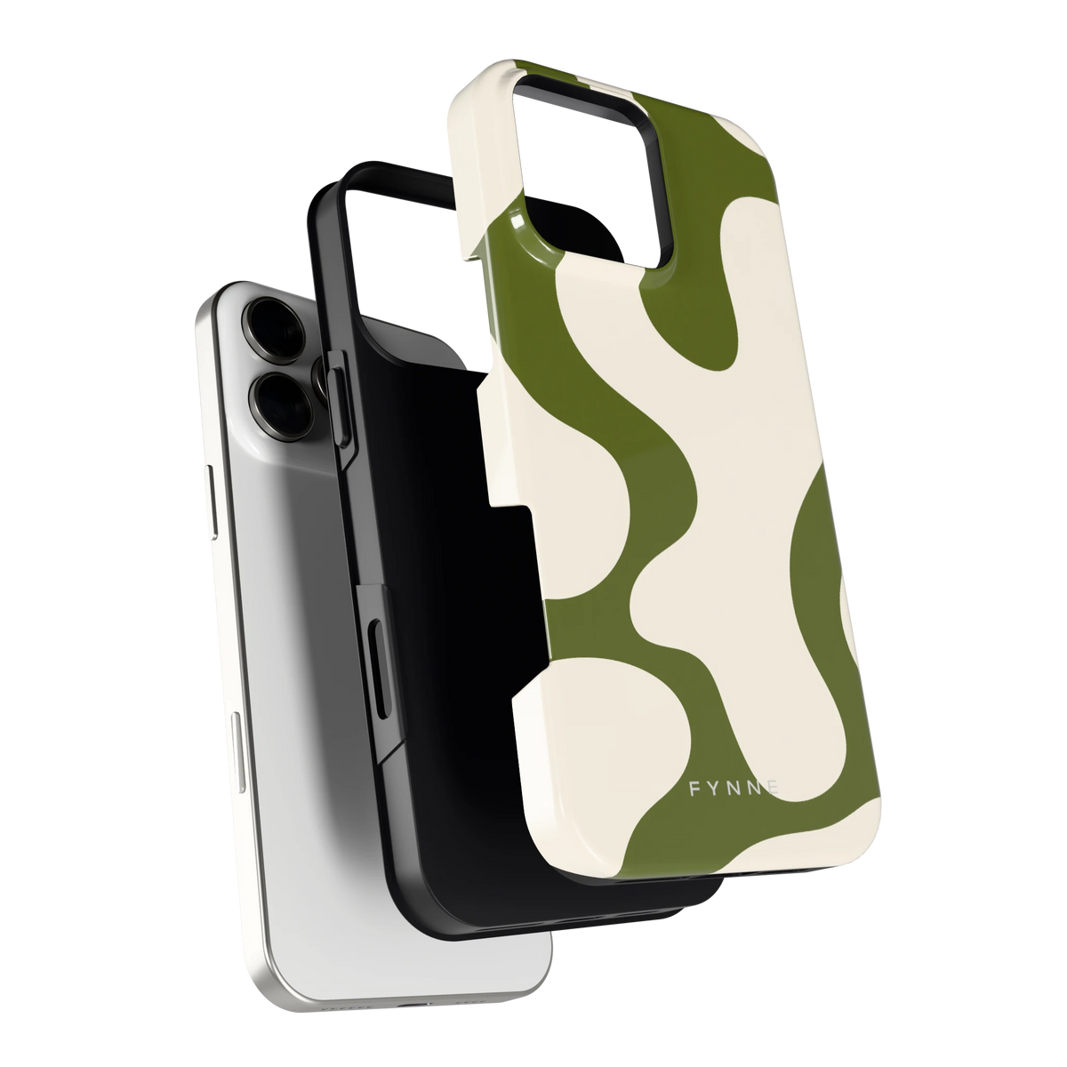 Olijfvlekken hoesje voor iPhone 16 Pro Max, los van de telefoon