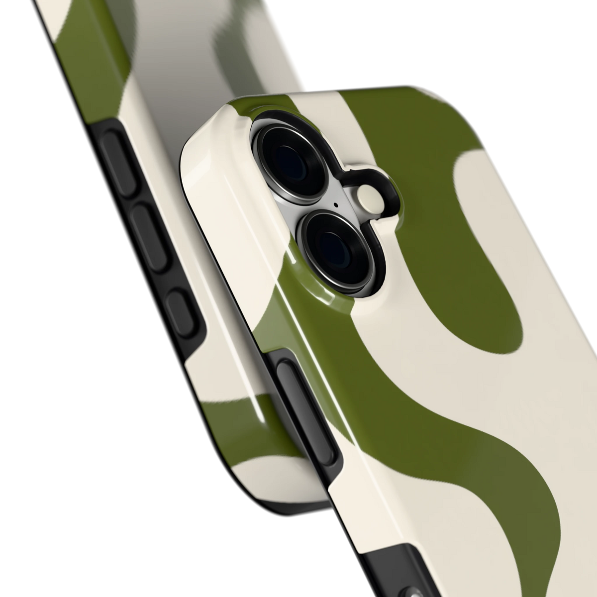 Olijfvlekken hoesje voor iPhone 17, close-up