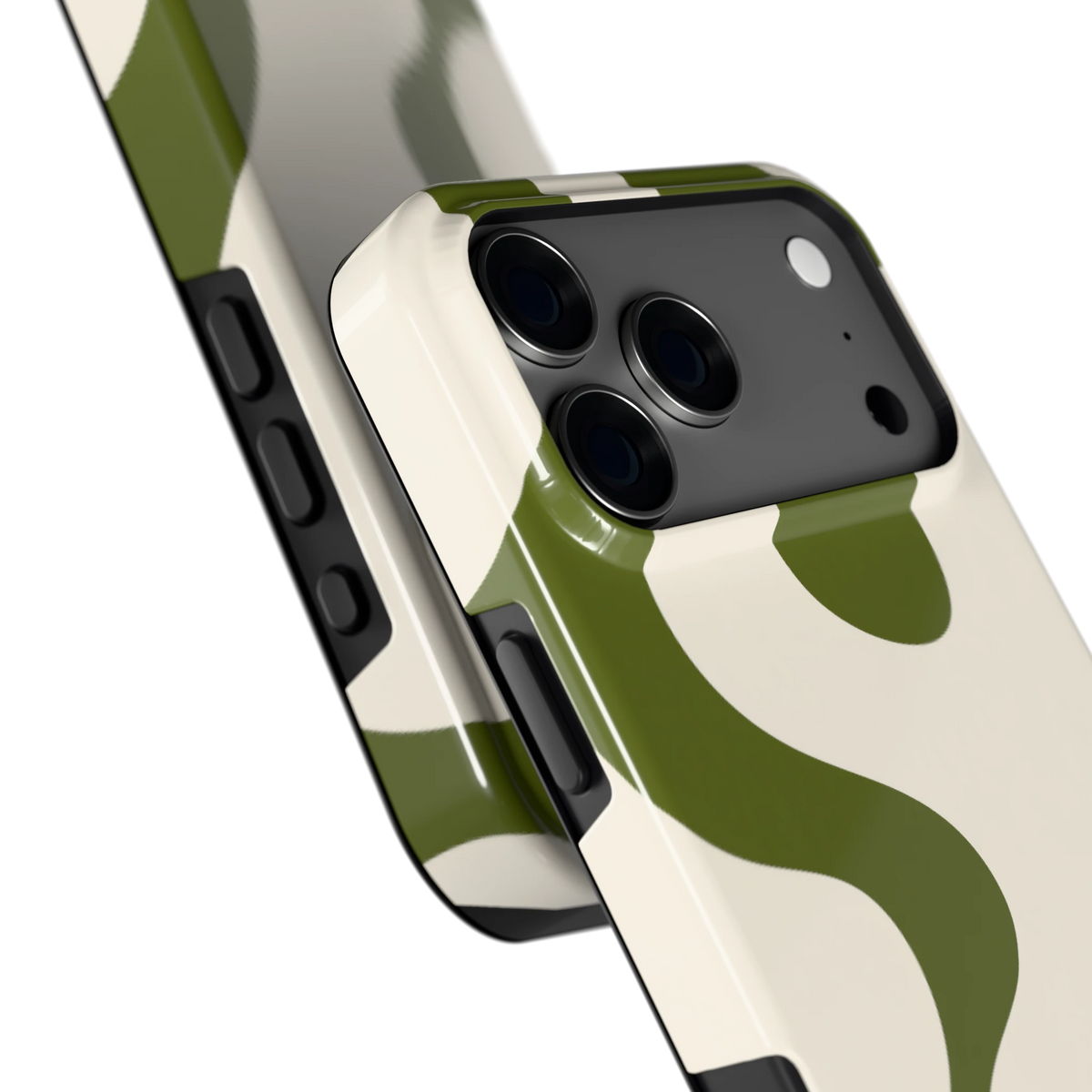 Olijfvlekken hoesje voor iPhone 17 Pro Max, close-up