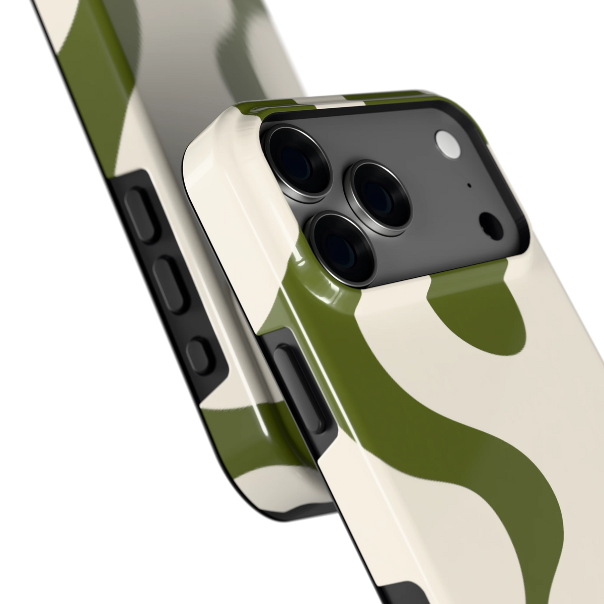 Olijfvlekken hoesje voor iPhone 18 Pro Max, close-up