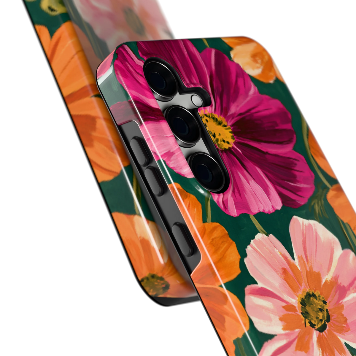 Geschilderde Cosmea hoesje voor Galaxy S24 FE, close-up