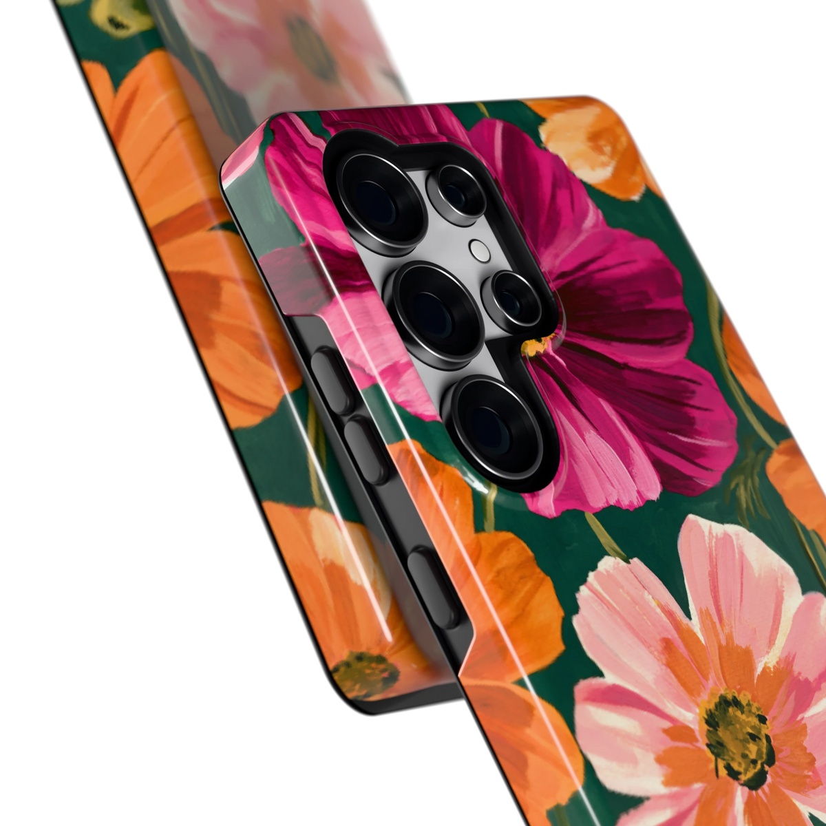 Geschilderde Cosmea hoesje voor Galaxy S25 Ultra, close-up