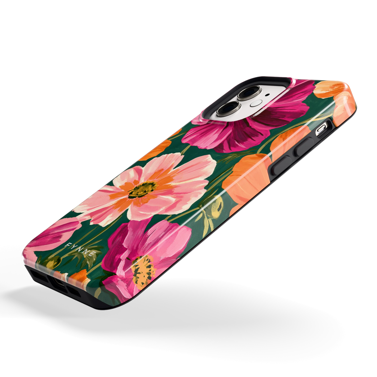 Geschilderde Cosmea hoesje voor iPhone 12, schuin