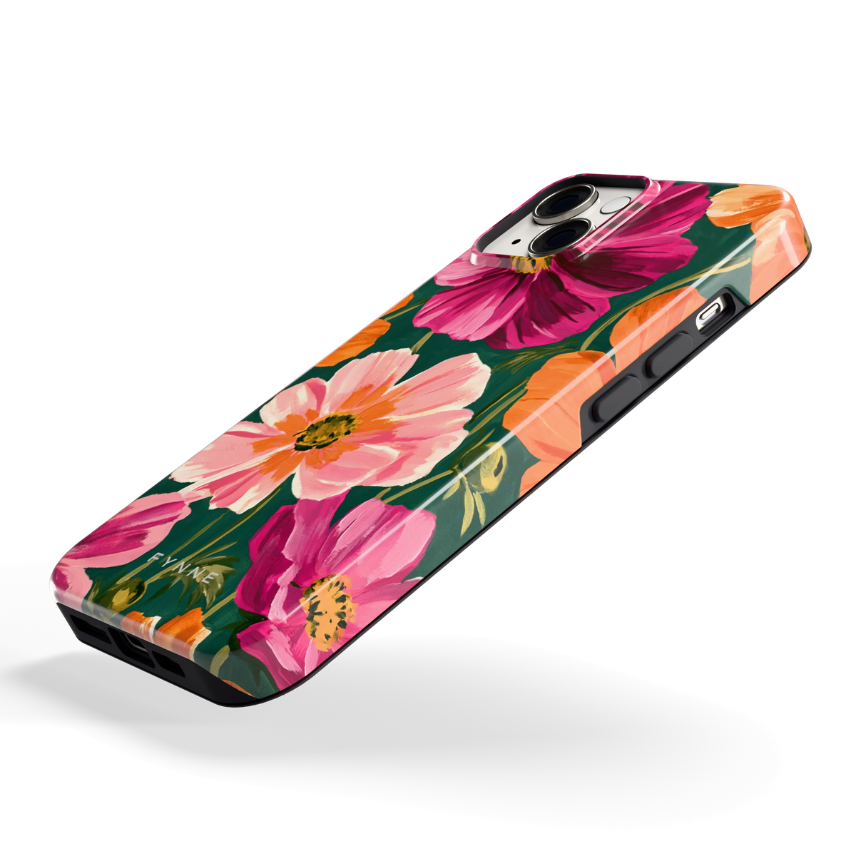 Geschilderde Cosmea hoesje voor iPhone 14, schuin