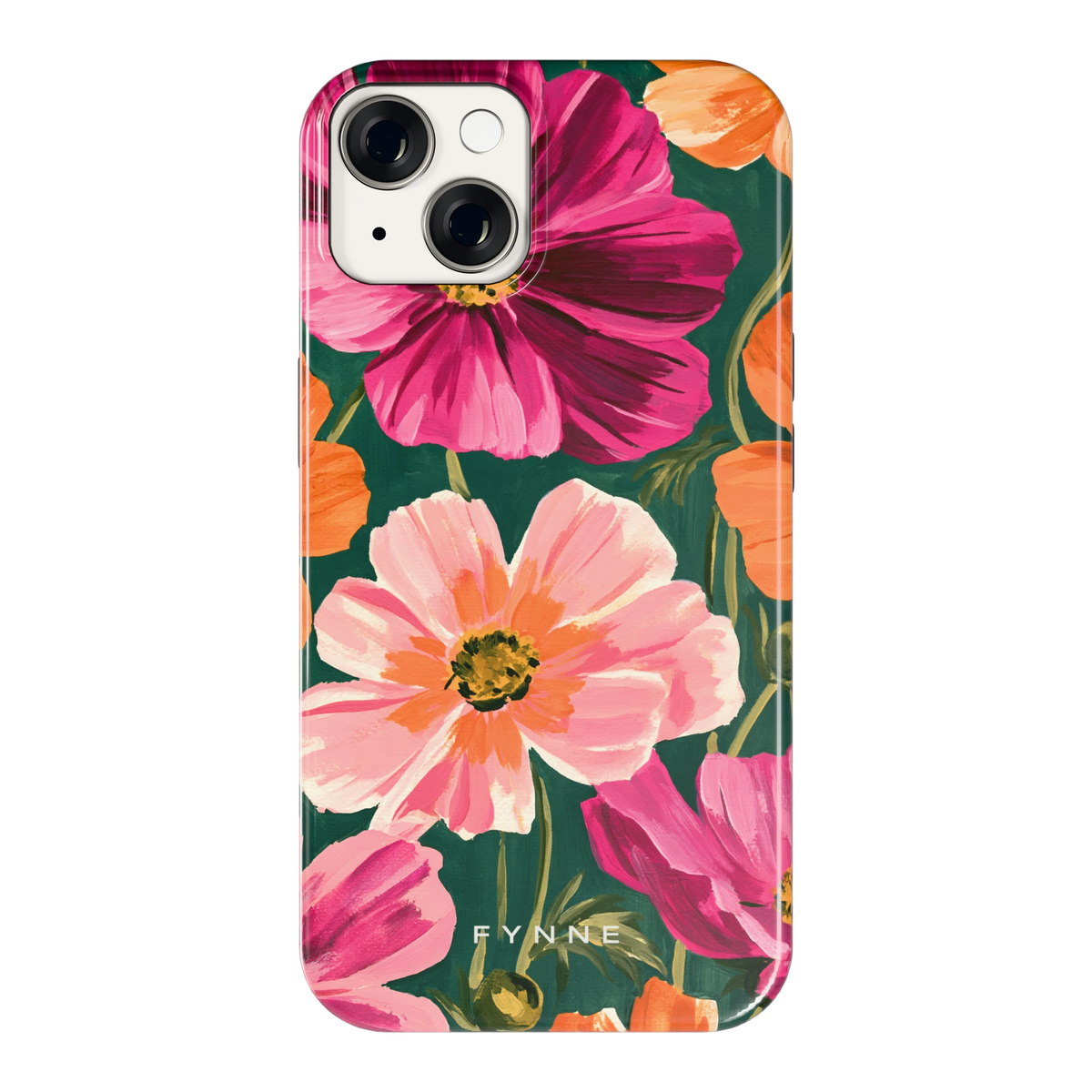Geschilderde Cosmea hoesje voor iPhone 14, achterkant