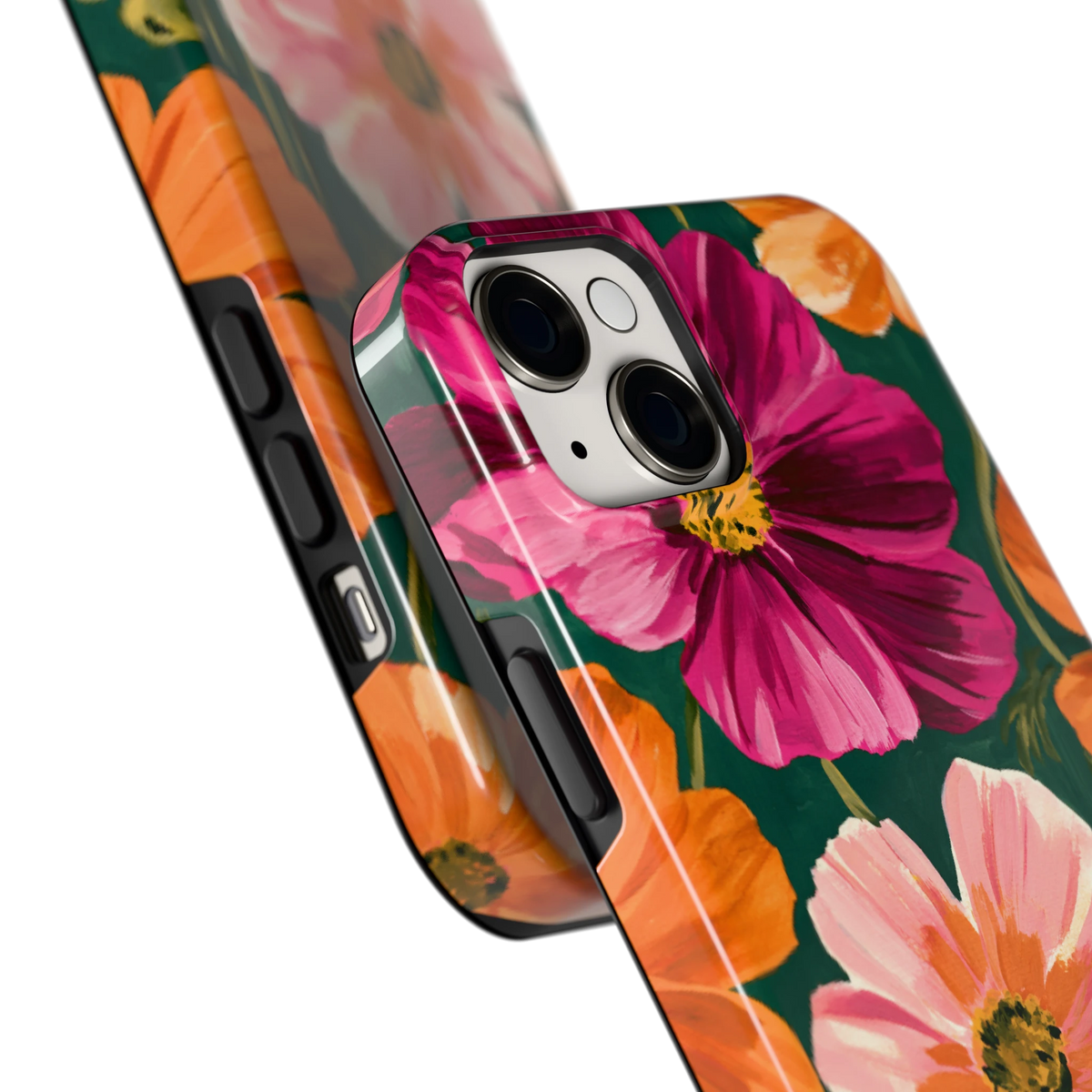 Geschilderde Cosmea hoesje voor iPhone 14 Plus, close-up