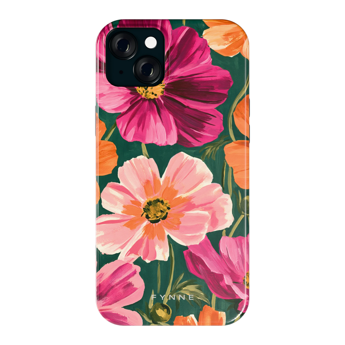 Geschilderde Cosmea hoesje voor iPhone 15 Plus, achterkant