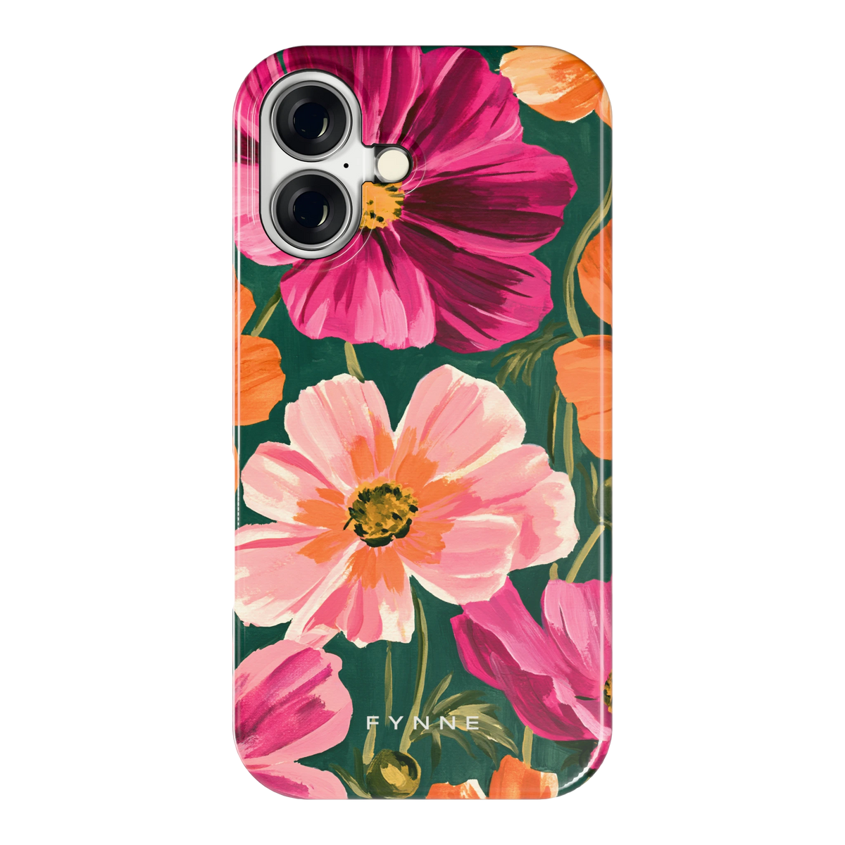 Geschilderde Cosmea hoesje voor iPhone 16, achterkant