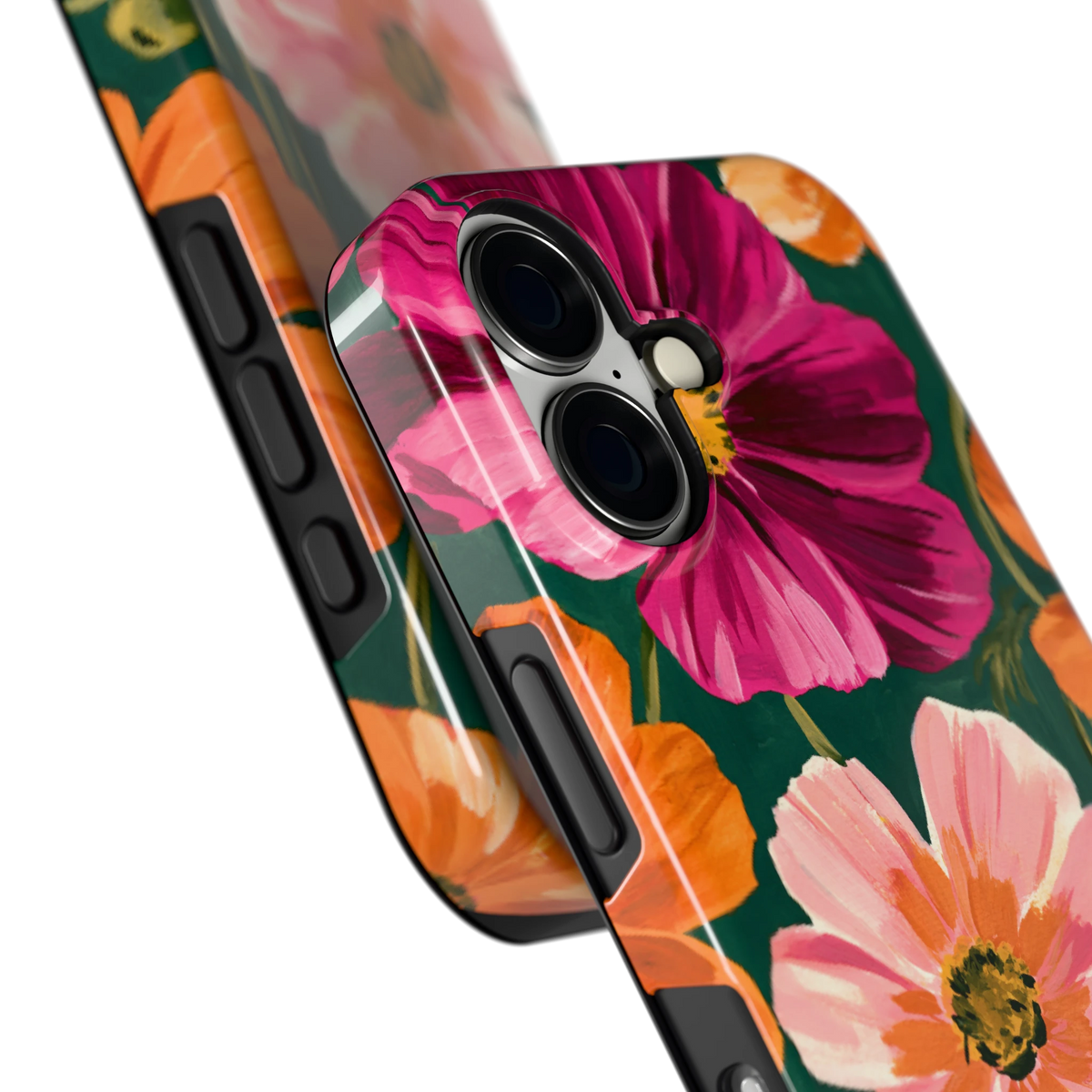 Geschilderde Cosmea hoesje voor iPhone 16, close-up