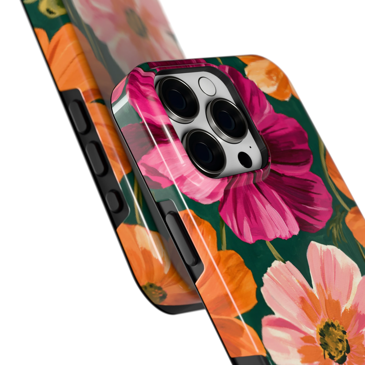 Geschilderde Cosmea hoesje voor iPhone 16 Pro Max, close-up