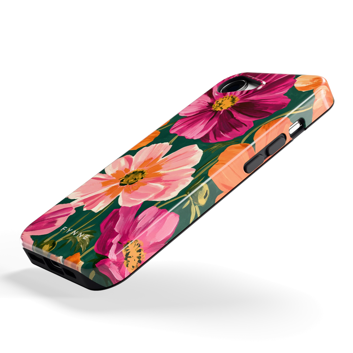 Geschilderde Cosmea hoesje voor iPhone 16e, schuin