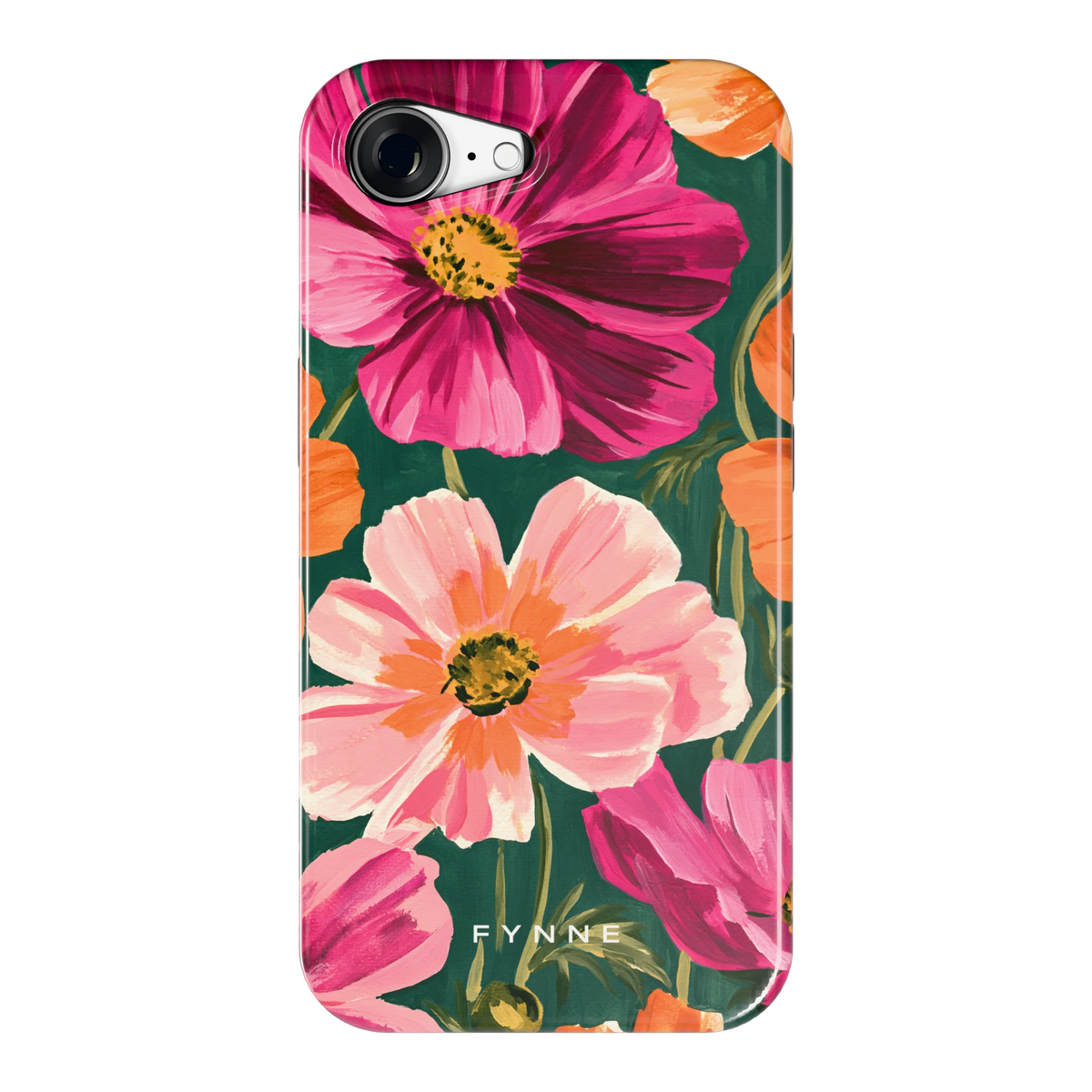 Geschilderde Cosmea hoesje voor iPhone 16e, achterkant