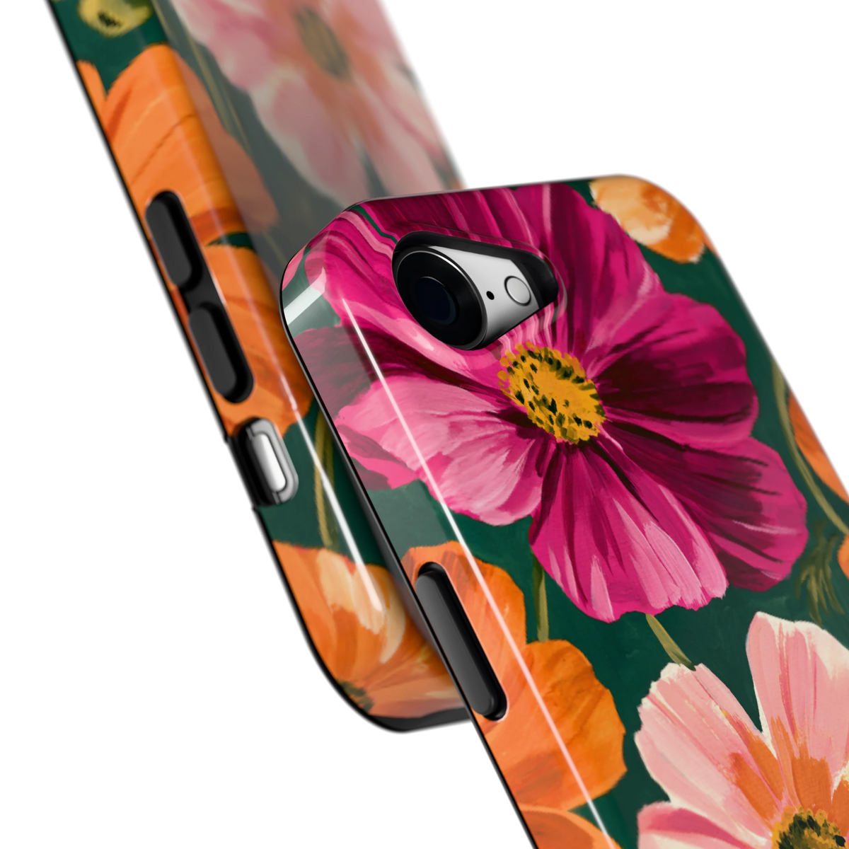 Geschilderde Cosmea hoesje voor iPhone 16e, close-up