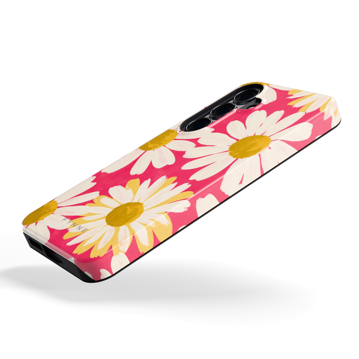 Geschilderde madeliefjes hoesje voor Galaxy S25, schuin