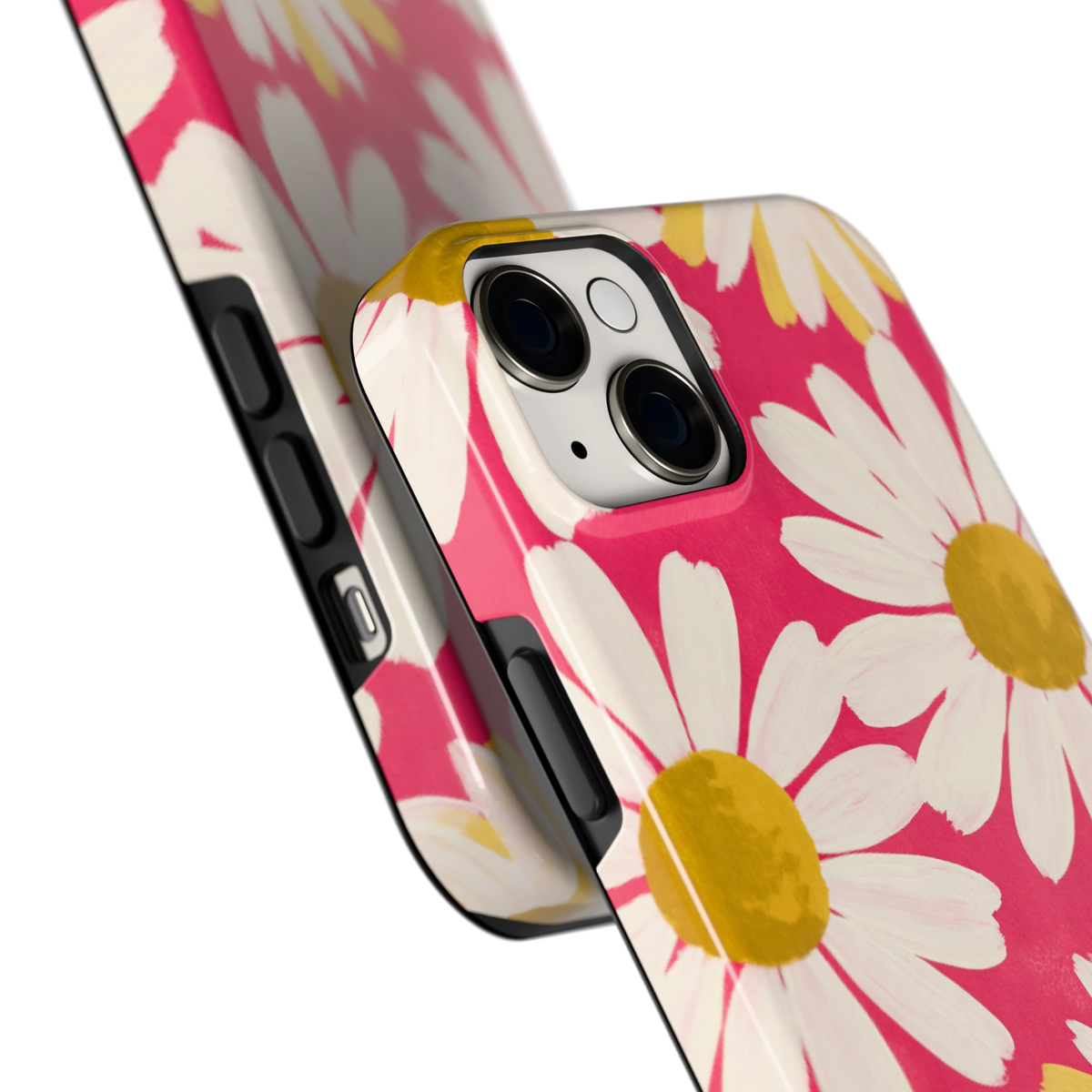 Geschilderde madeliefjes hoesje voor iPhone 14 Plus, close-up