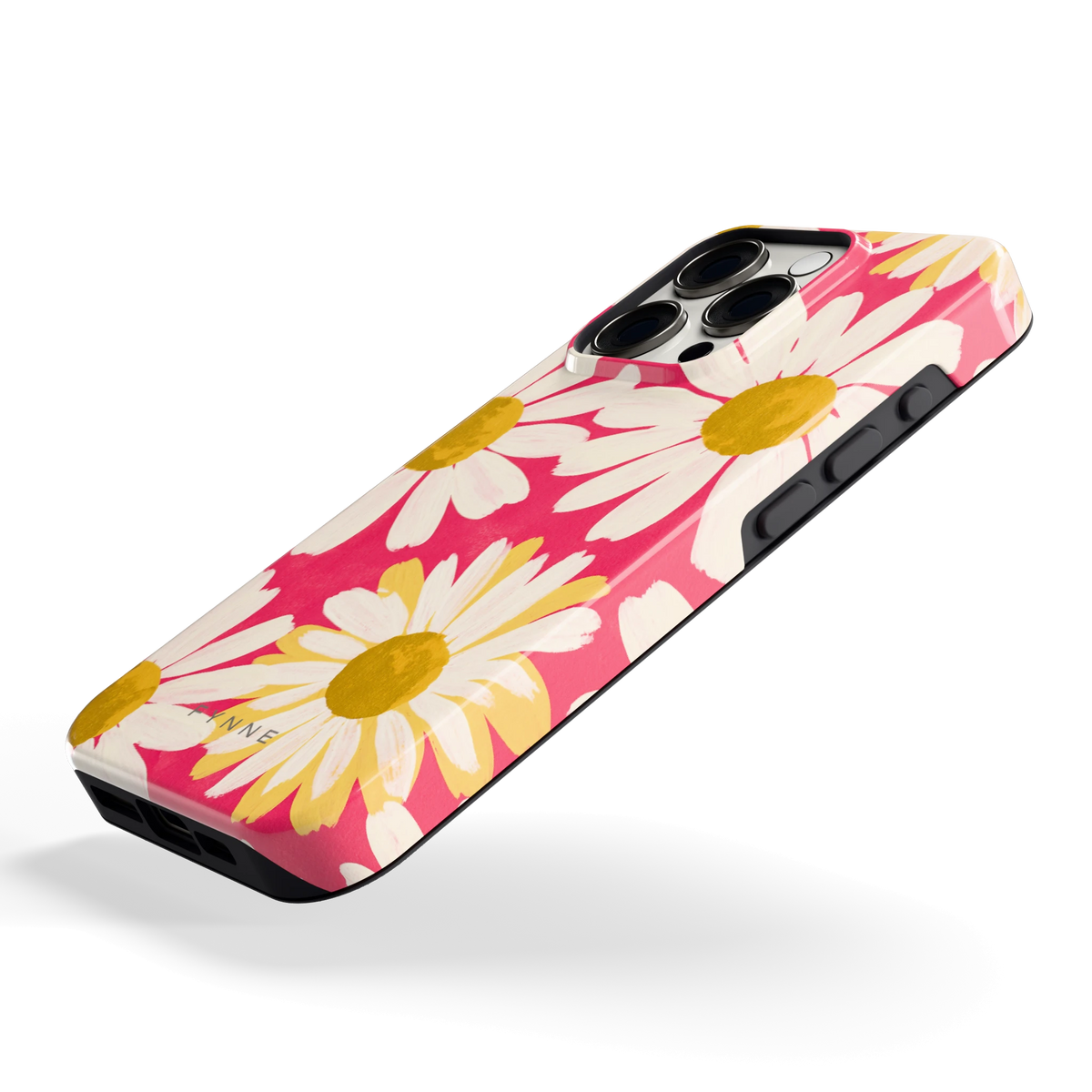 Geschilderde madeliefjes hoesje voor iPhone 15 Pro, schuin
