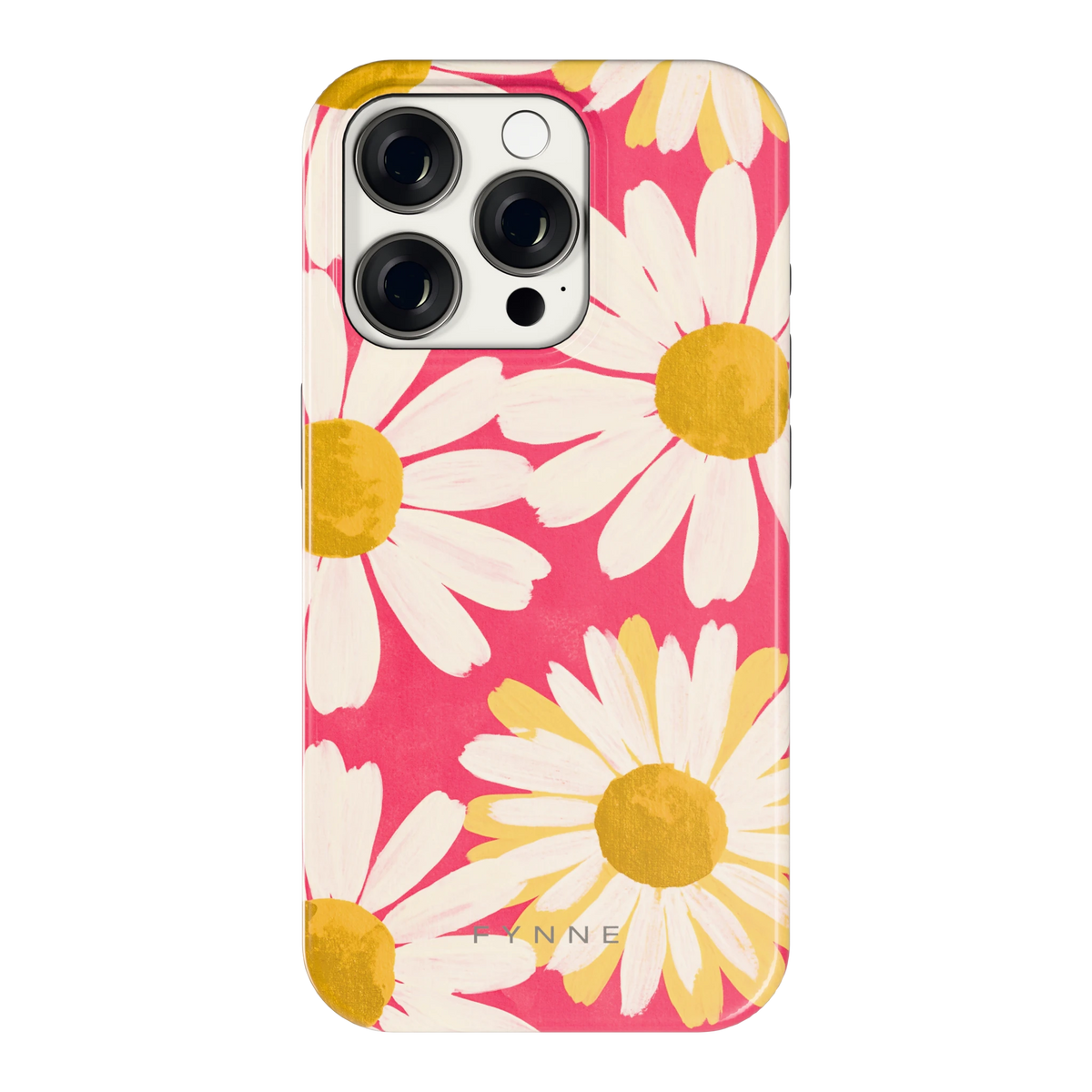 Geschilderde madeliefjes hoesje voor iPhone 15 Pro, achterkant