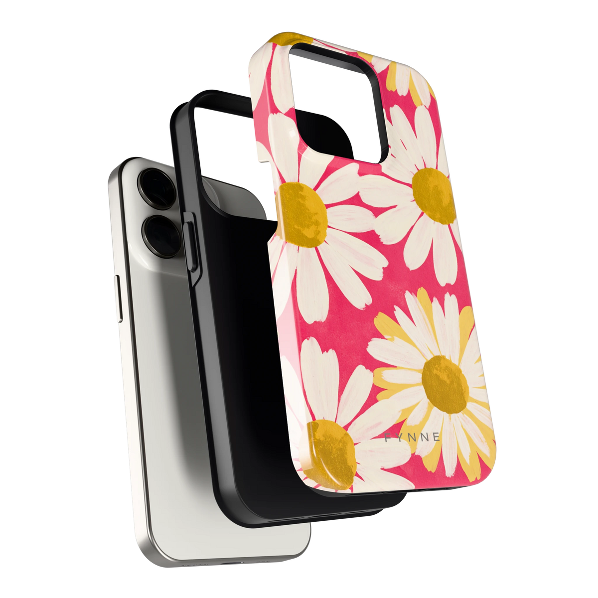 Geschilderde madeliefjes hoesje voor iPhone 15 Pro, los van de telefoon