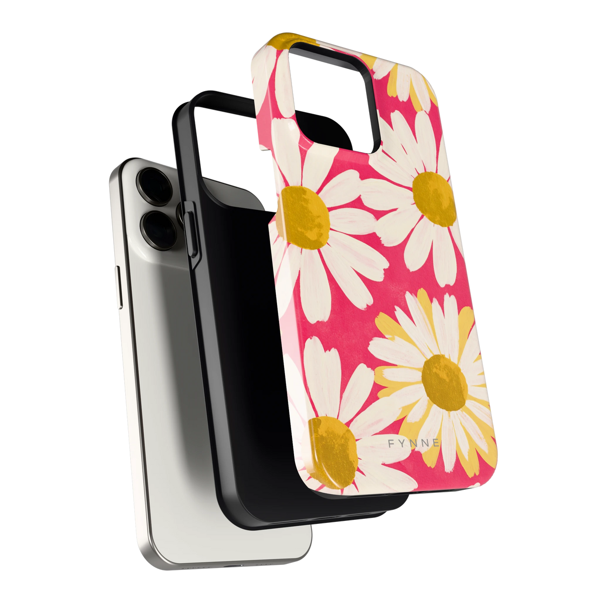 Geschilderde madeliefjes hoesje voor iPhone 15 Pro Max, los van de telefoon