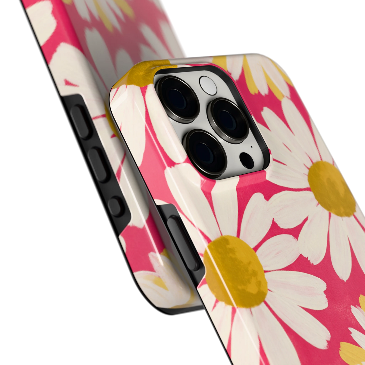 Geschilderde madeliefjes hoesje voor iPhone 15 Pro Max, close-up