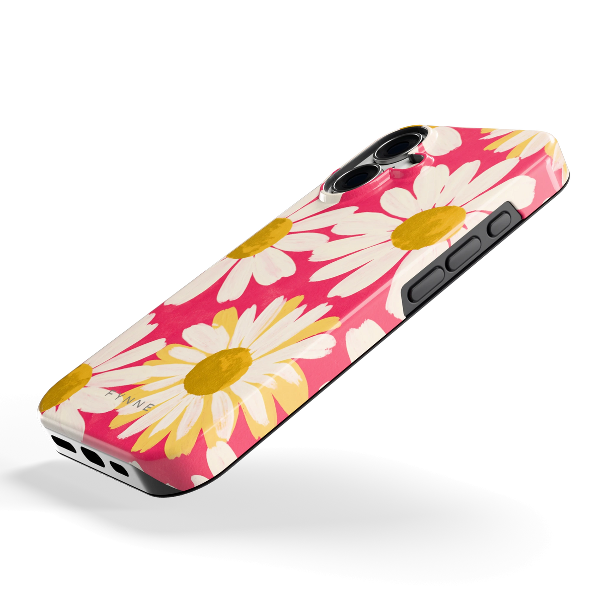 Geschilderde madeliefjes hoesje voor iPhone 16, schuin